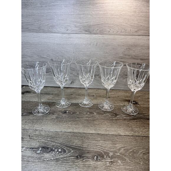 Noritake Full Lead Crystal Rockford 8 Oz Wine Goblet Glass 8.25” Tall ~set Of 5 - Picture 1 of 9
